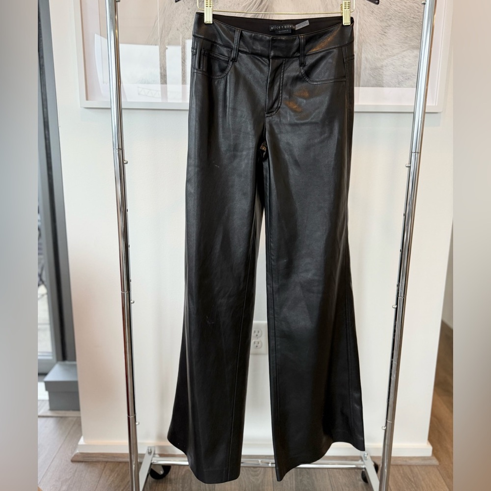Alice + Olivia Wide Leg Leather Pants